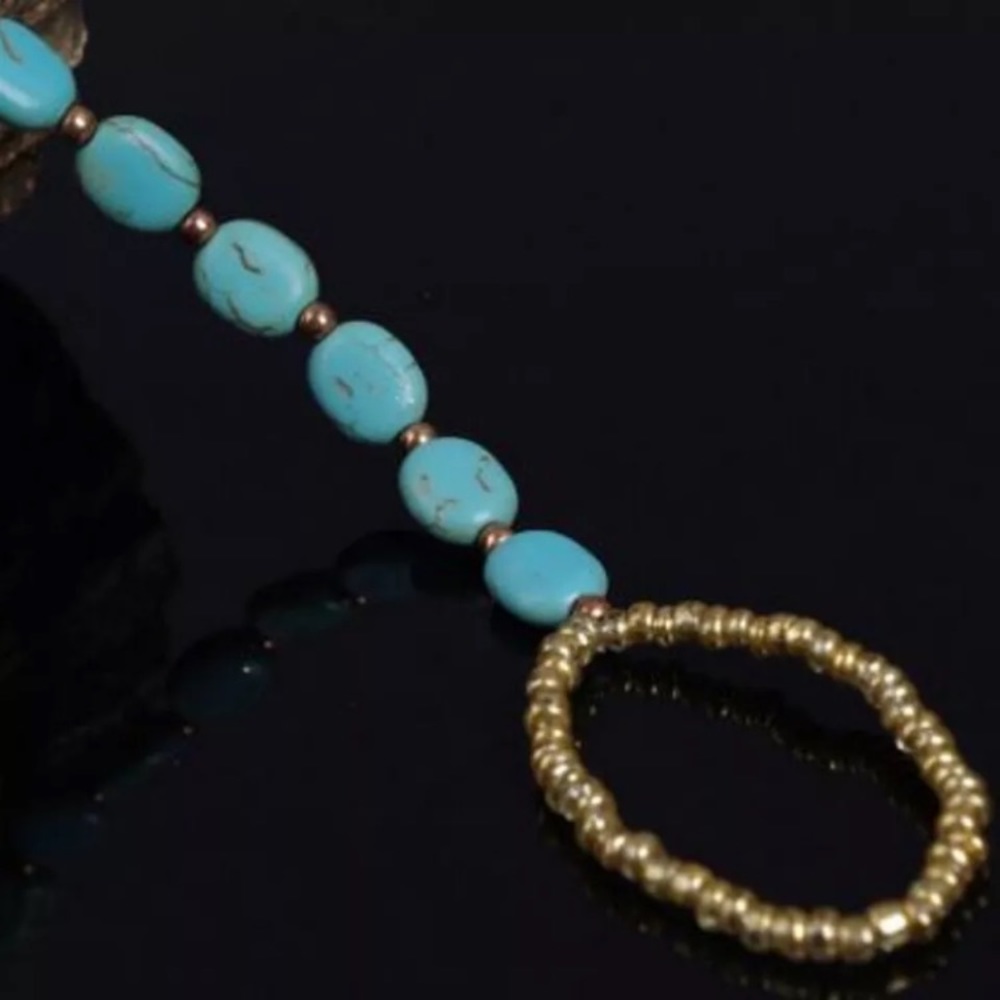 LAST SET-Turquoise Fashion Stretch Ankle Bracelet - Picture 4 of 4